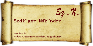 Száger Nándor névjegykártya